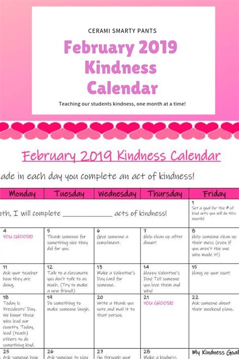 kindness calendar february 2024